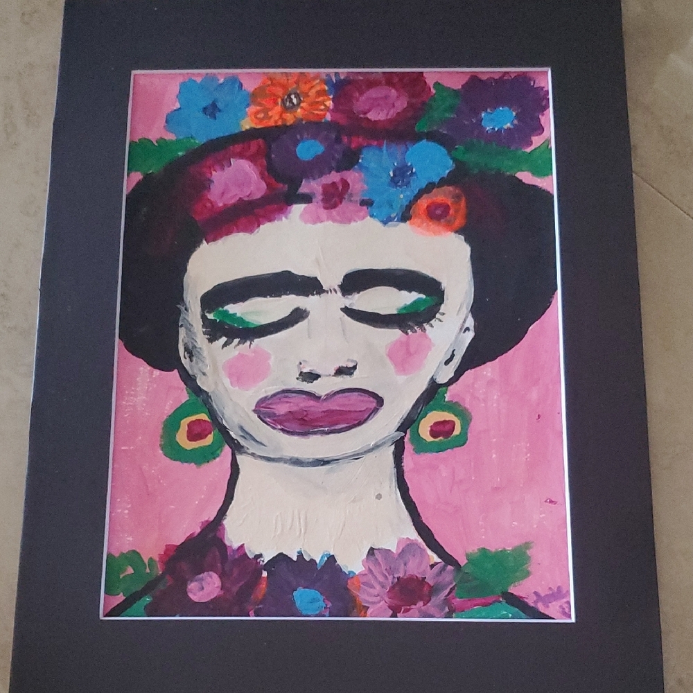Vibrant Floral Frida Kahlo Portrait Art Print
